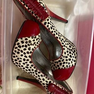 Naughty Monkey Red and Black Spotted Heels